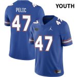 Youth Florida Gators #47 Justin Pelic NCAA Jordan Brand Royal NIL 2022 Authentic Stitched College Football Jersey LVO4162XG